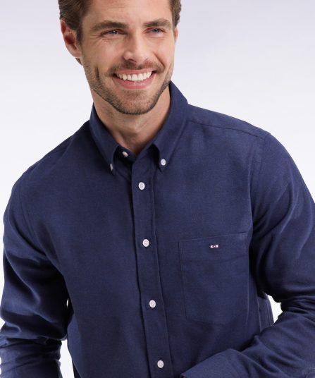 Chemise en flanelle marine coupe droite