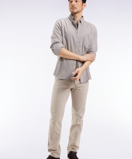 Chemise en flanelle de coton grise coupe droite