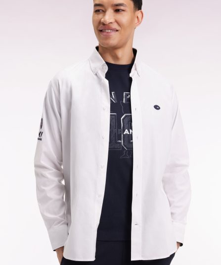 Chemise en coton blanc broderie XV de France coupe droite