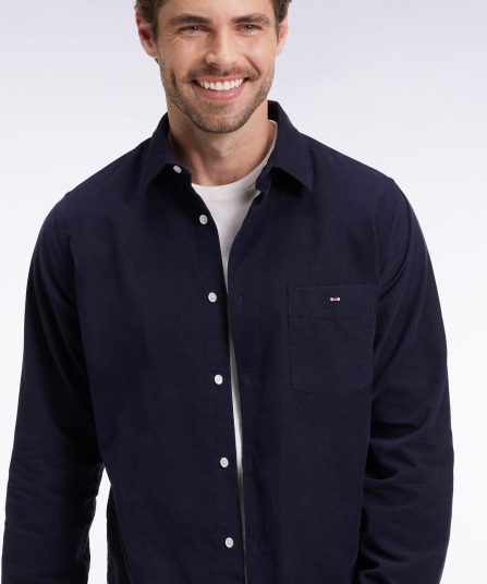 Chemise en velours marine coupe droite