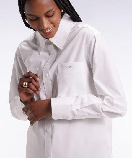 Chemise en popeline de coton blanc coupe Relaxed