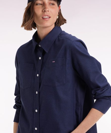 Chemise en popeline de coton marine coupe Relaxed