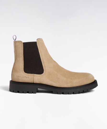 Bottines chelsea en cuir suédé beige