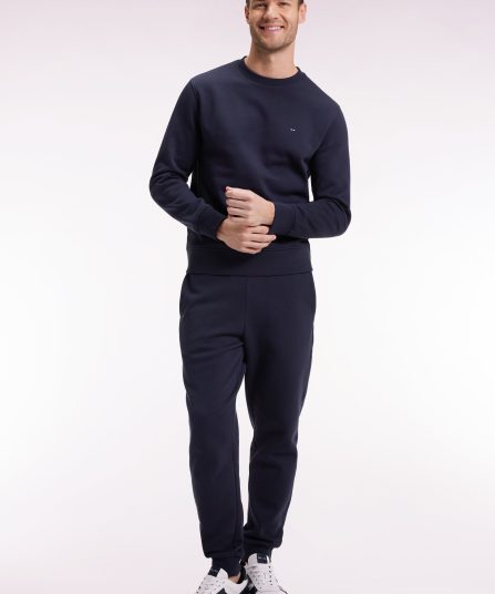 Jogging en molleton gratté marine coupe droite