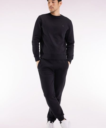 Jogging en molleton gratté noir coupe droite