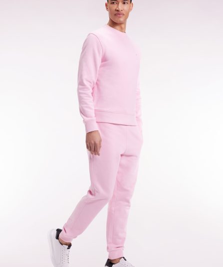 Jogging en molleton gratté rose coupe droite