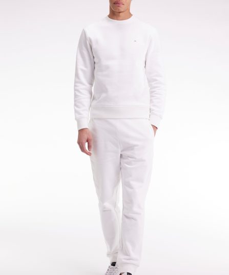 Jogging en molleton gratté blanc coupe droite