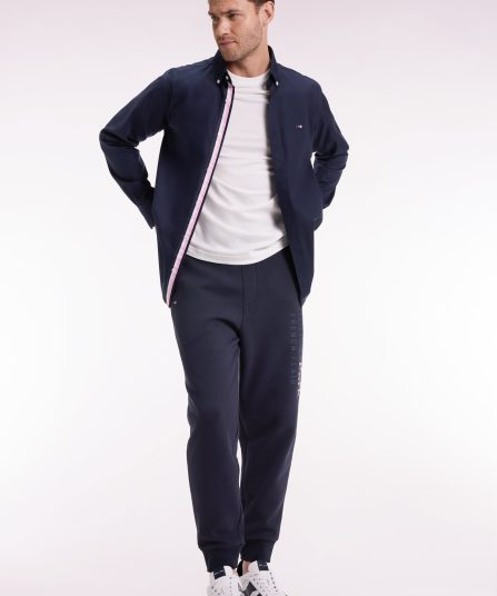 Jogging en molleton gratté marine entrées de poches rayées coupe Relaxed