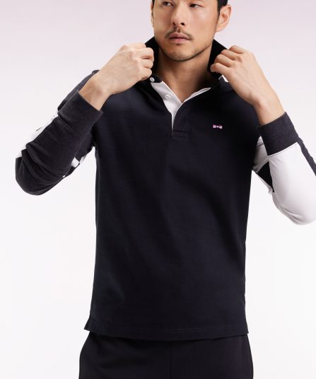 Maillot à manches longues en jersey colorblock noir coupe droite