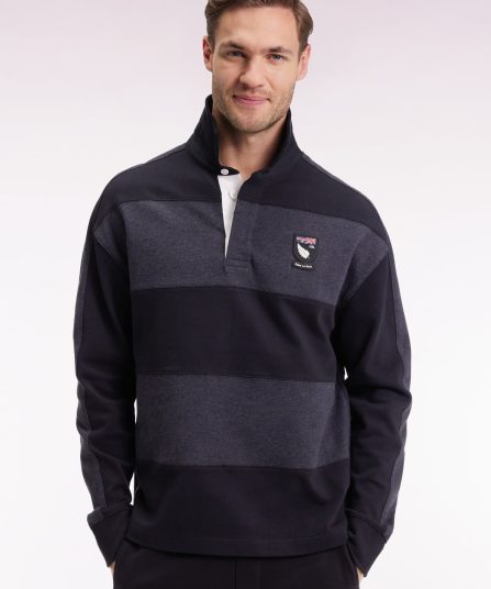 Maillot à manches longues rayé Nouvelle Zélande en jersey de coton épais gris