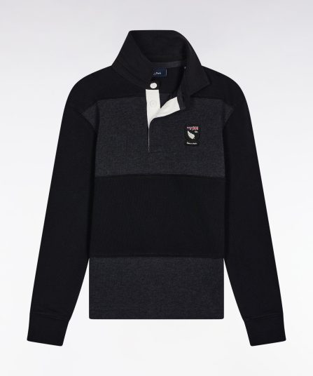 Maillot manches longues en jersey coton noir et gris Nouvelle Zélande