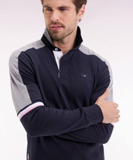 Maillot à manches longues XV de France en jersey épais marine coupe droite