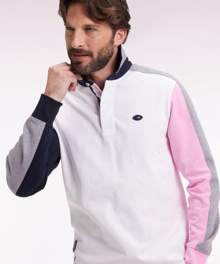 Maillot à manches longues XV de France blanc dos brodé coupe droite