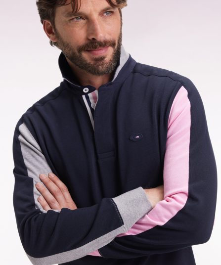 Maillot à manches longues XV de France marine dos brodé coupe droite