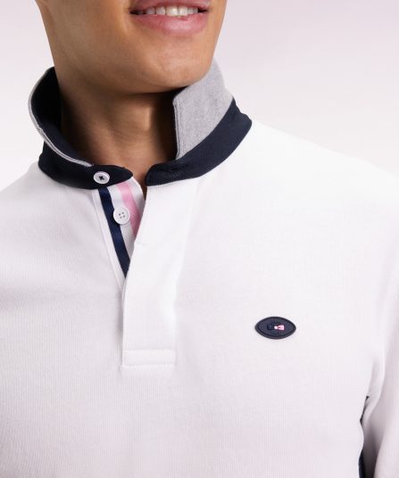 Maillot à manches longues XV de France blanc broderie coq coupe droite