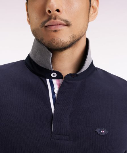 Maillot à manches longues XV de France marine broderie coq coupe droite