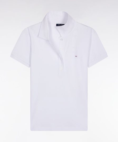 Polo manches courtes en coton stretch blanc coupe slim