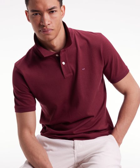 Polo manches courtes en coton Pima bordeaux coupe droite