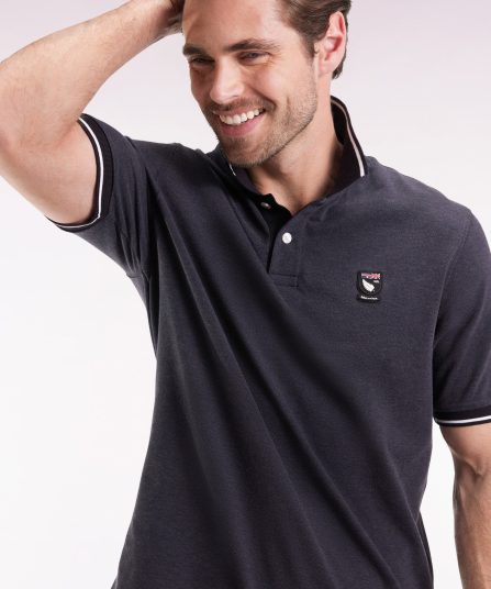 Polo manches courtes Nouvelle Zélande en piqué coton gris coupe ample