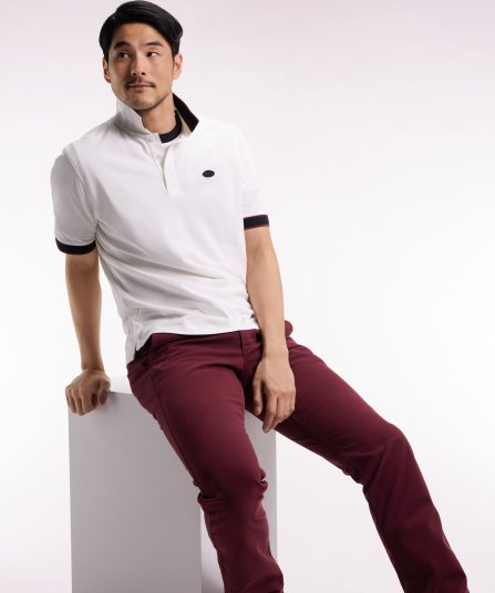 Polo manches courtes en coton blanc coupe ample