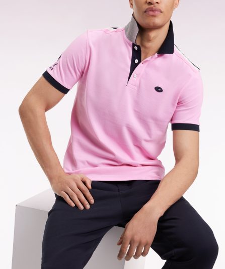 Polo XV de France manches courtes en coton rose coupe droite