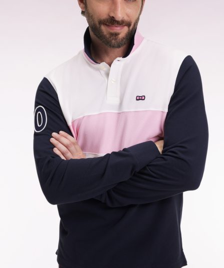 Polo à manches longues tricolore coupe Regular