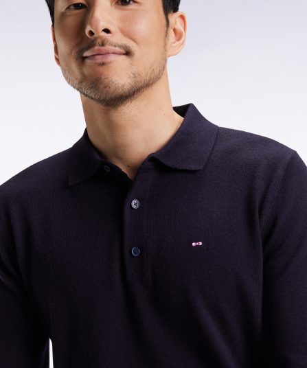 Pull col maillot en laine mérinos marine