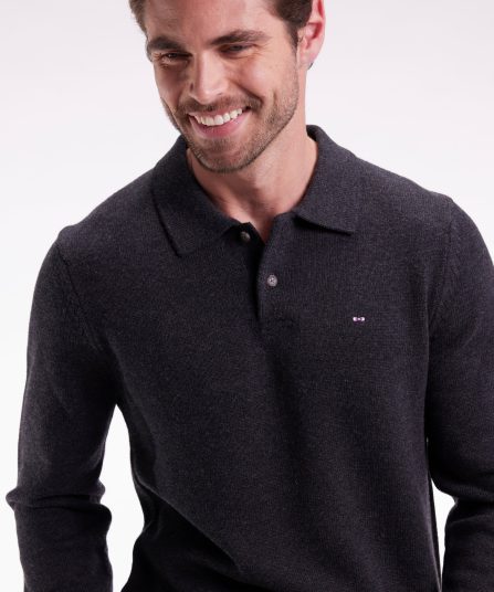 Pull col maillot épais en laine et coton gris