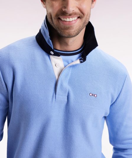 Pull col maillot en coton ciel broderie 10