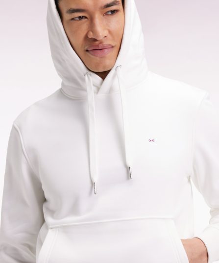 Sweatshirt à capuche en coton blanc coupe droite