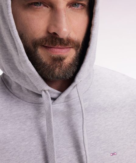 Sweatshirt à capuche en coton gris coupe droite