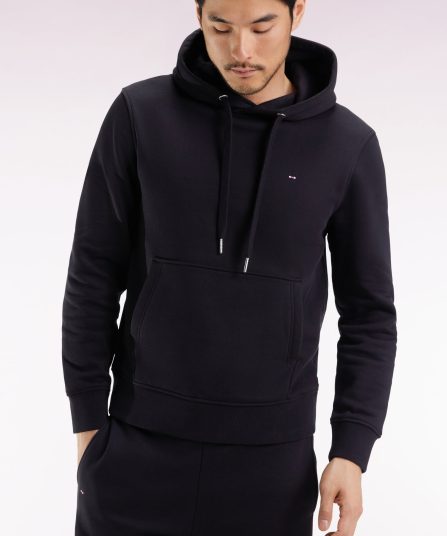 Sweatshirt à capuche en coton noir coupe droite