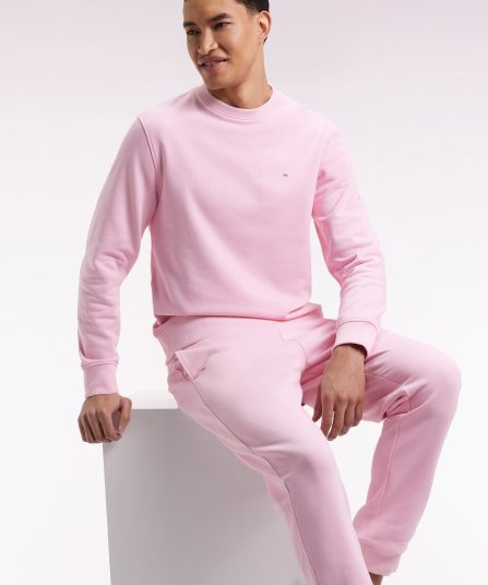 Sweatshirt à col rond en coton rose coupe droite