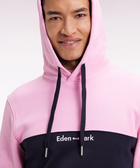 Sweatshirt à capuche bicolore marine coupe droite