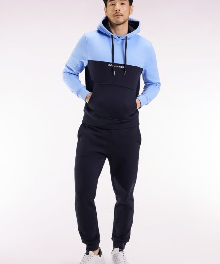 Sweatshirt à capuche bicolore rose coupe droite