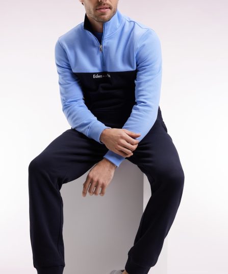 Sweatshirt col camionneur en molleton bicolore ciel