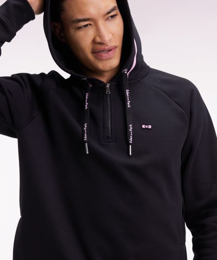 Sweatshirt à capuche en molleton coton mélangé noir coupe Relaxed