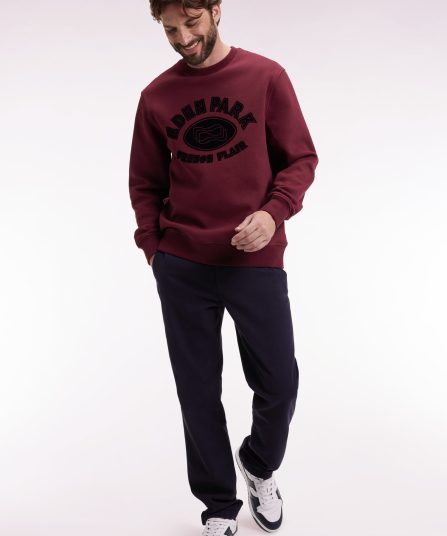 Sweatshirt à col rond en coton mélangé bordeaux coupe Relaxed