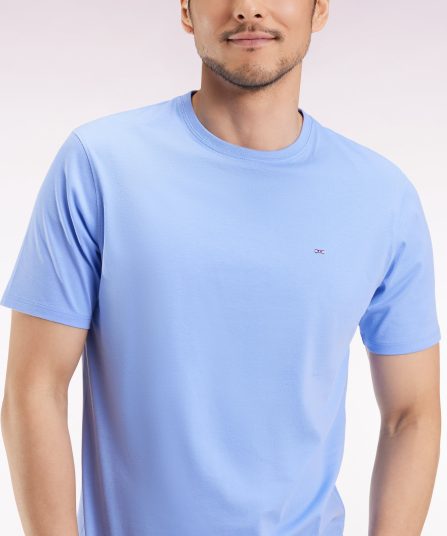 T-shirt manches courtes à col rond en coton Pima ciel