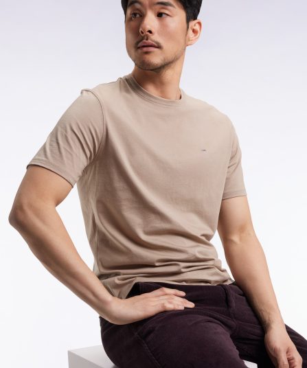 T-shirt manches courtes à col rond en coton Pima beige