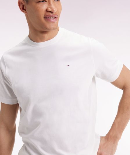 T-shirt à manches courtes broderie dos en coton Pima écru