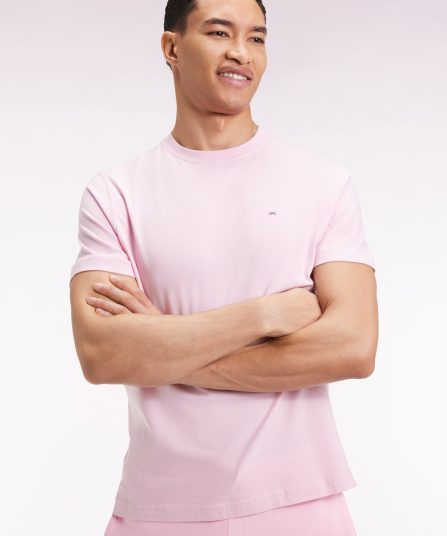 T-shirt à manches courtes broderie dos en coton Pima rose