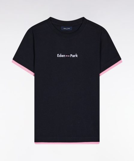 T-shirt en coton marine à manches courtes broderie Eden Park