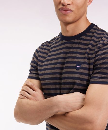 T-shirt à manches courtes en jersey de coton rayé marine