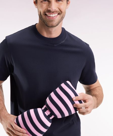 T-shirt à manches courtes en coton marine à logo