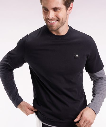 T-shirt à manches longues en coton noir