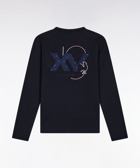 T-shirt à manches longues XV de France en coton marine coupe droite