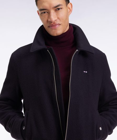 Blouson en laine bouillie mélangée marine