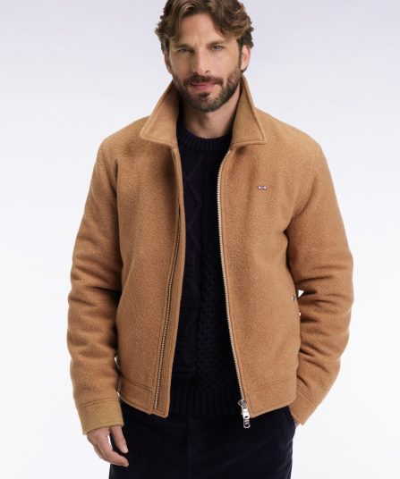 Blouson en laine bouillie mélangée camel