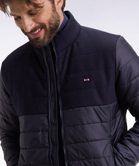 Doudoune bimatière marine